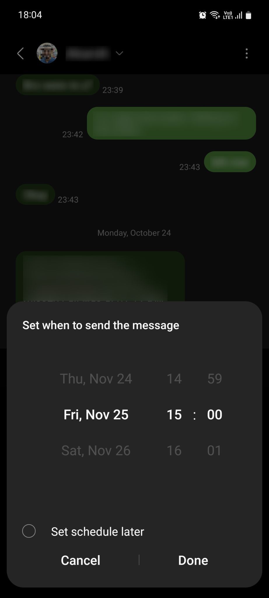 Samsung Messages schedule send message