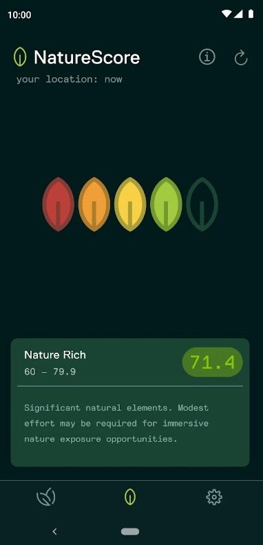 Screenshot of NatureScore in the NatureDose app