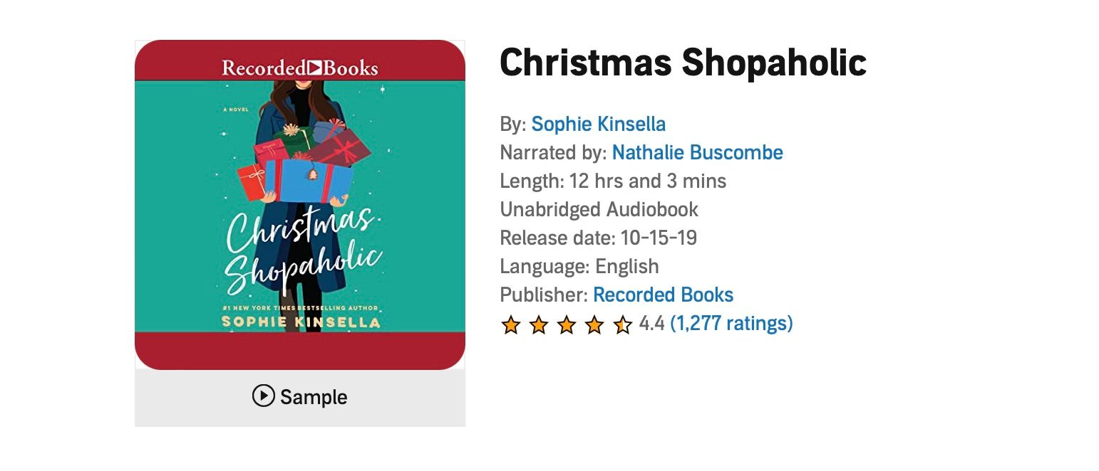 Screenshot of Christmas Shopaholic audible audiobook