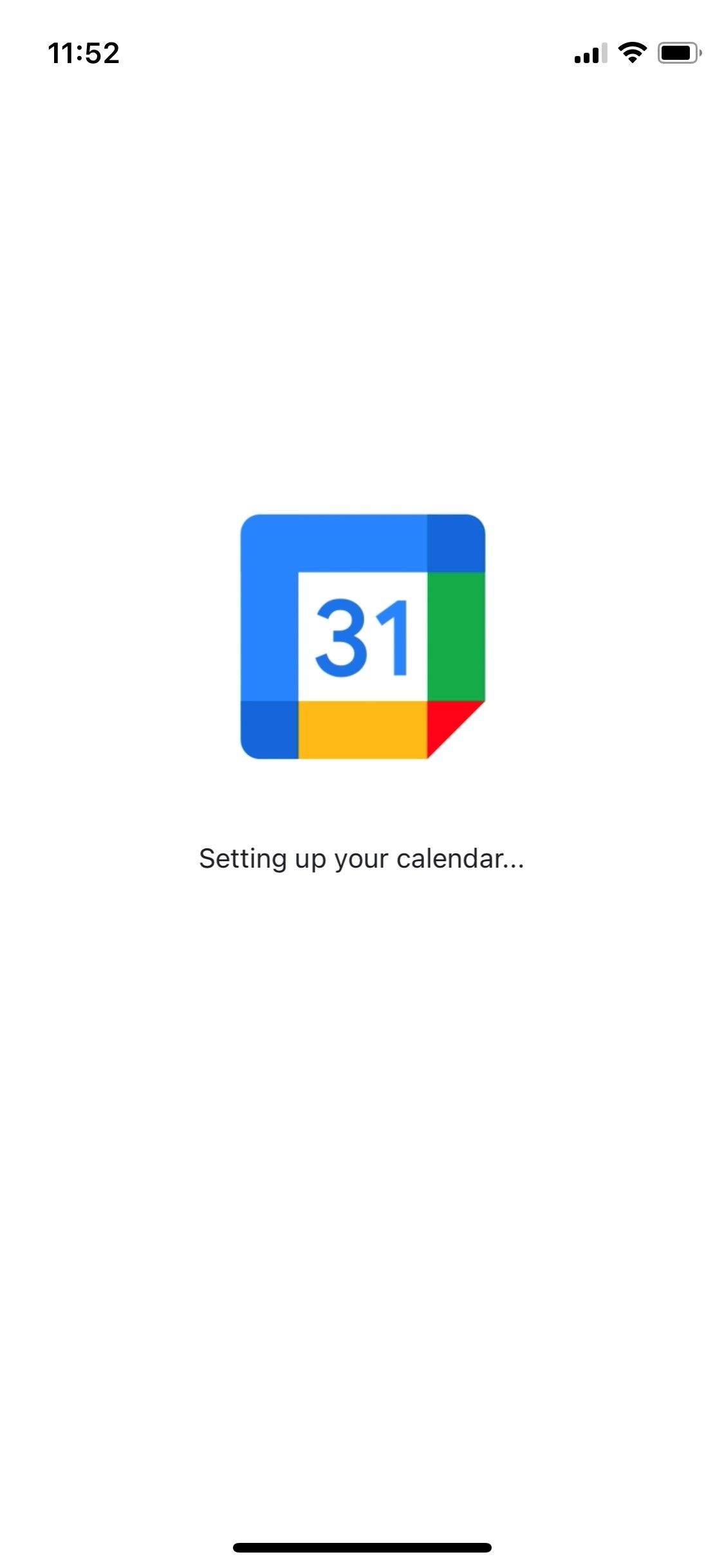 Screenshot of Google Calendar Set Up screen