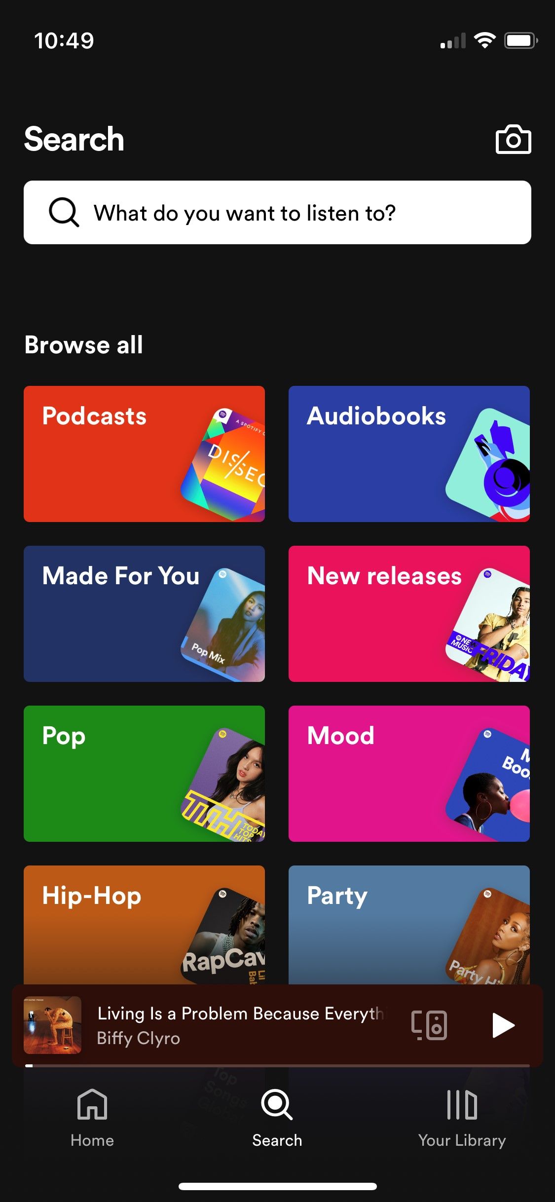 Screenshot of Spotify app list of playlists 
