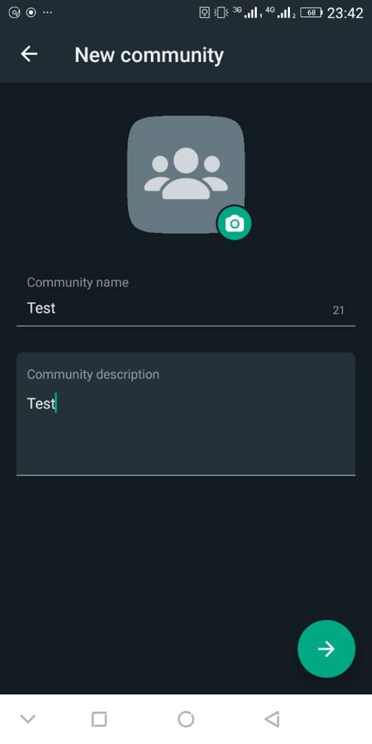 screenshot showing how to create whatsapp community