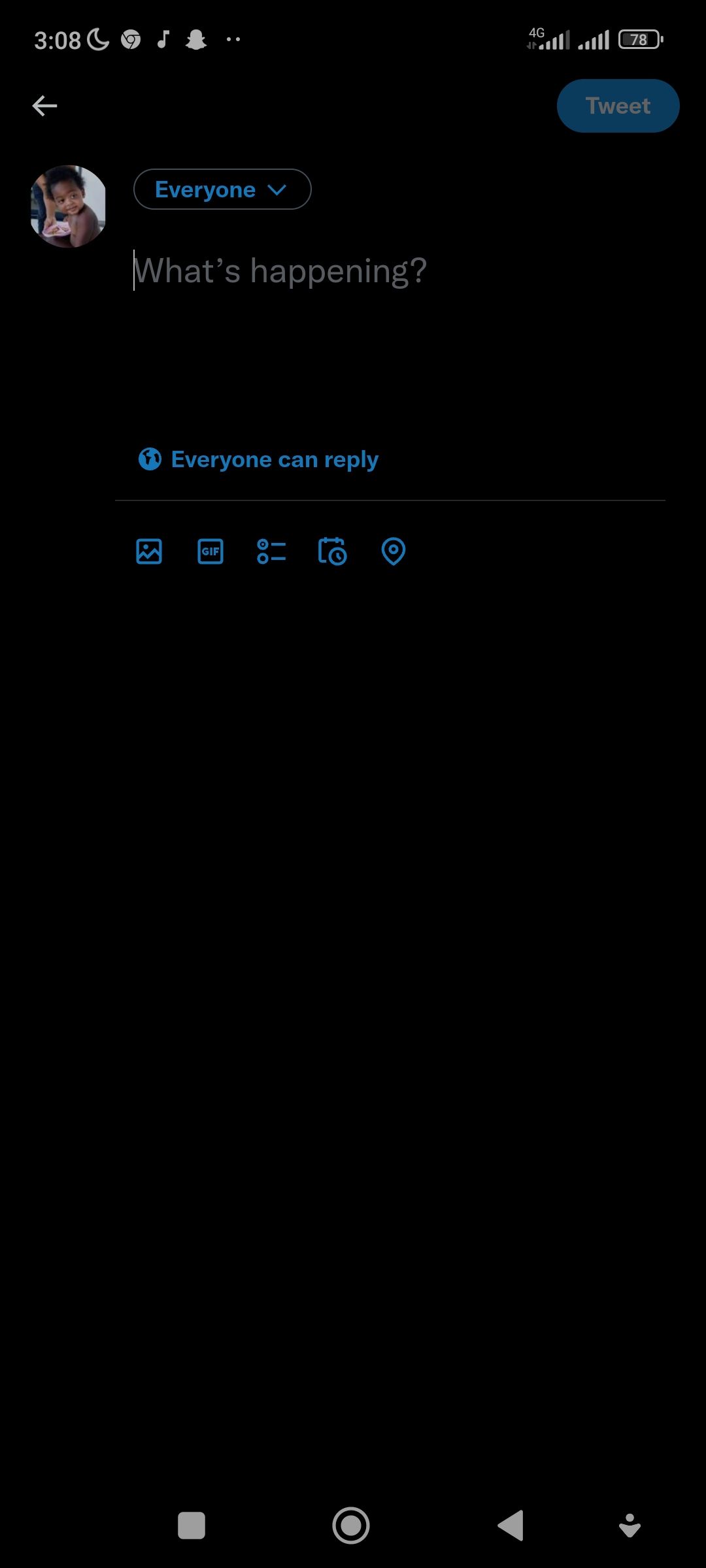 Twitter text box for new tweets