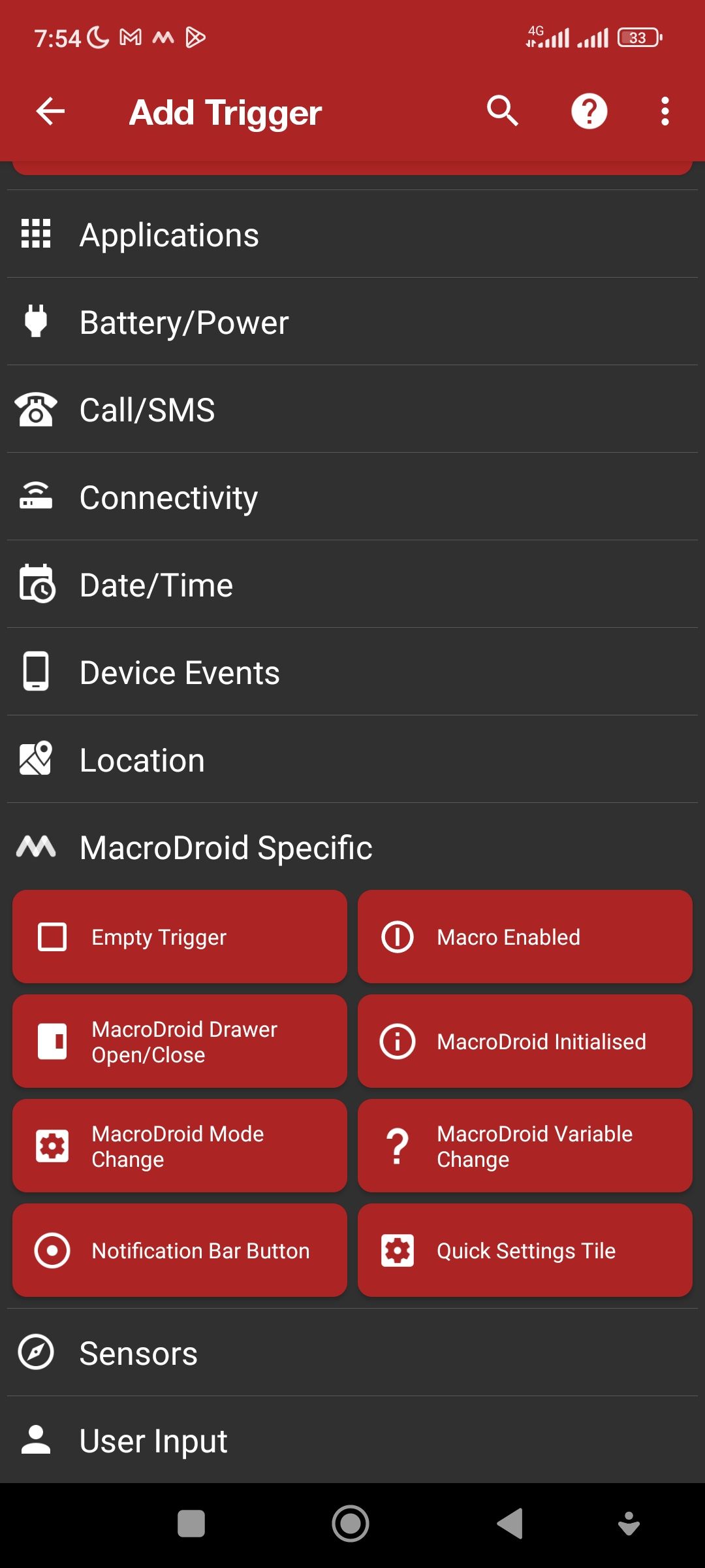 Adding a quick settings tile as a trigger on MacroDroid