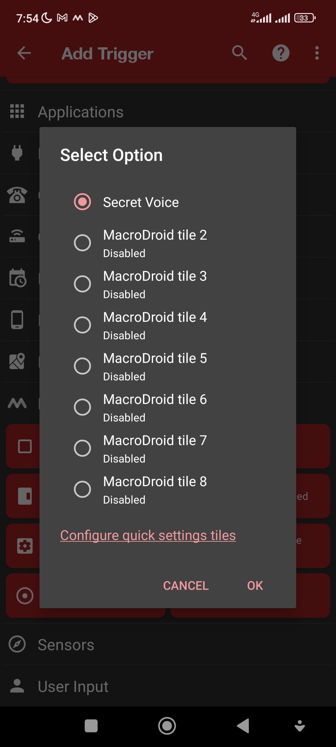Adding a quick settings tile to a macro on MacroDroid