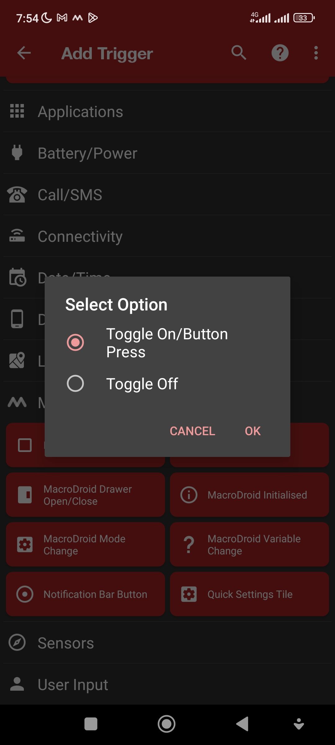 Adding a quick settings tile as a trigger on MacroDroid