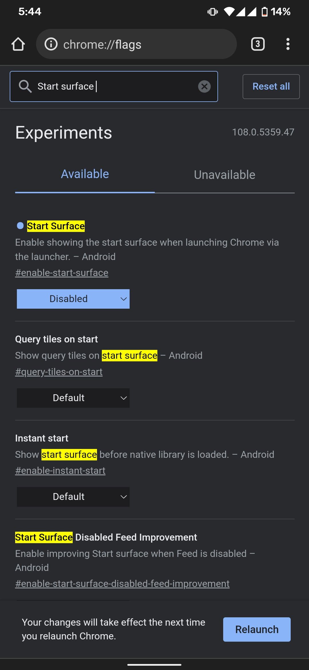 Disable Start Surface