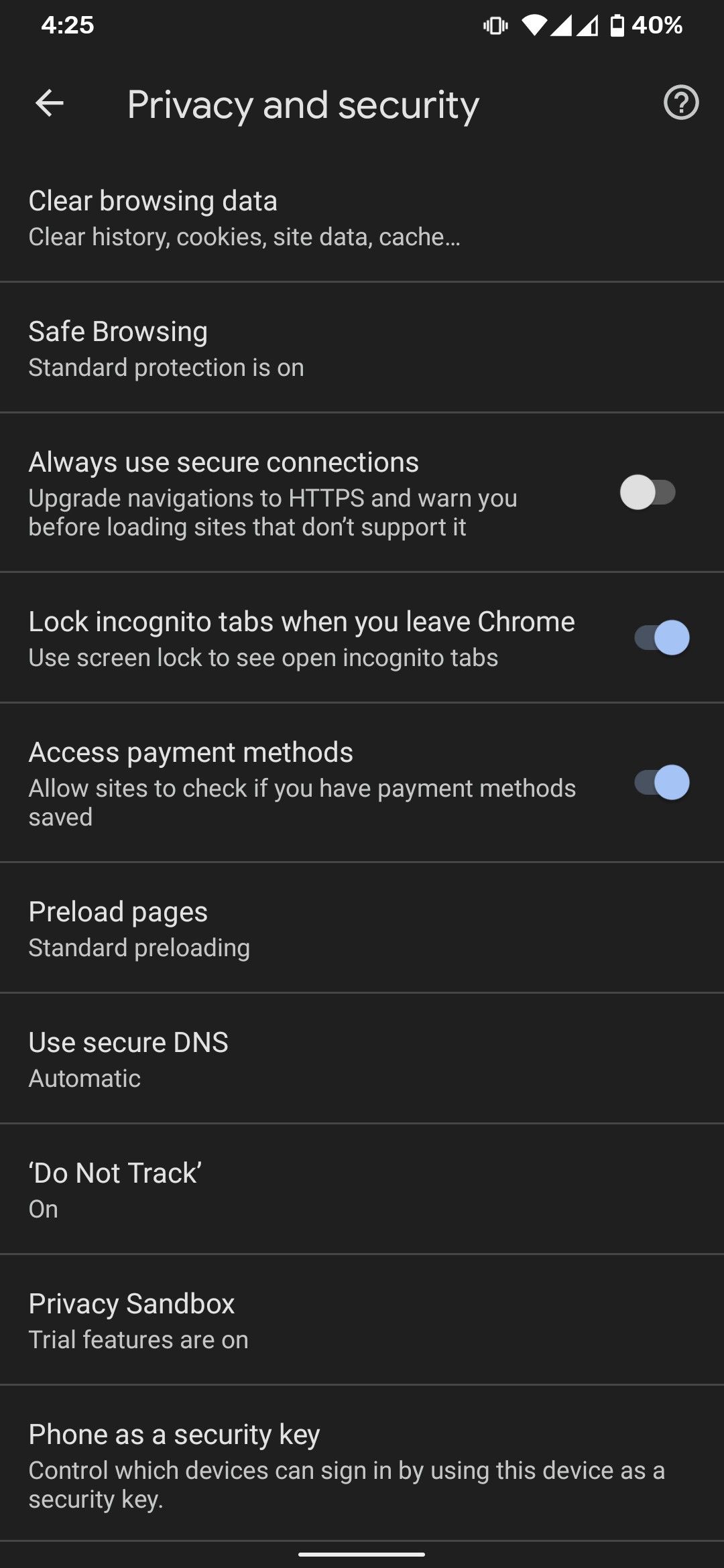 Option to lock Incognito tabs