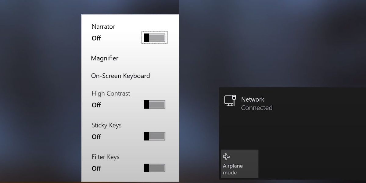 screenshot of the differences between menus on the windows 11 lock screen
