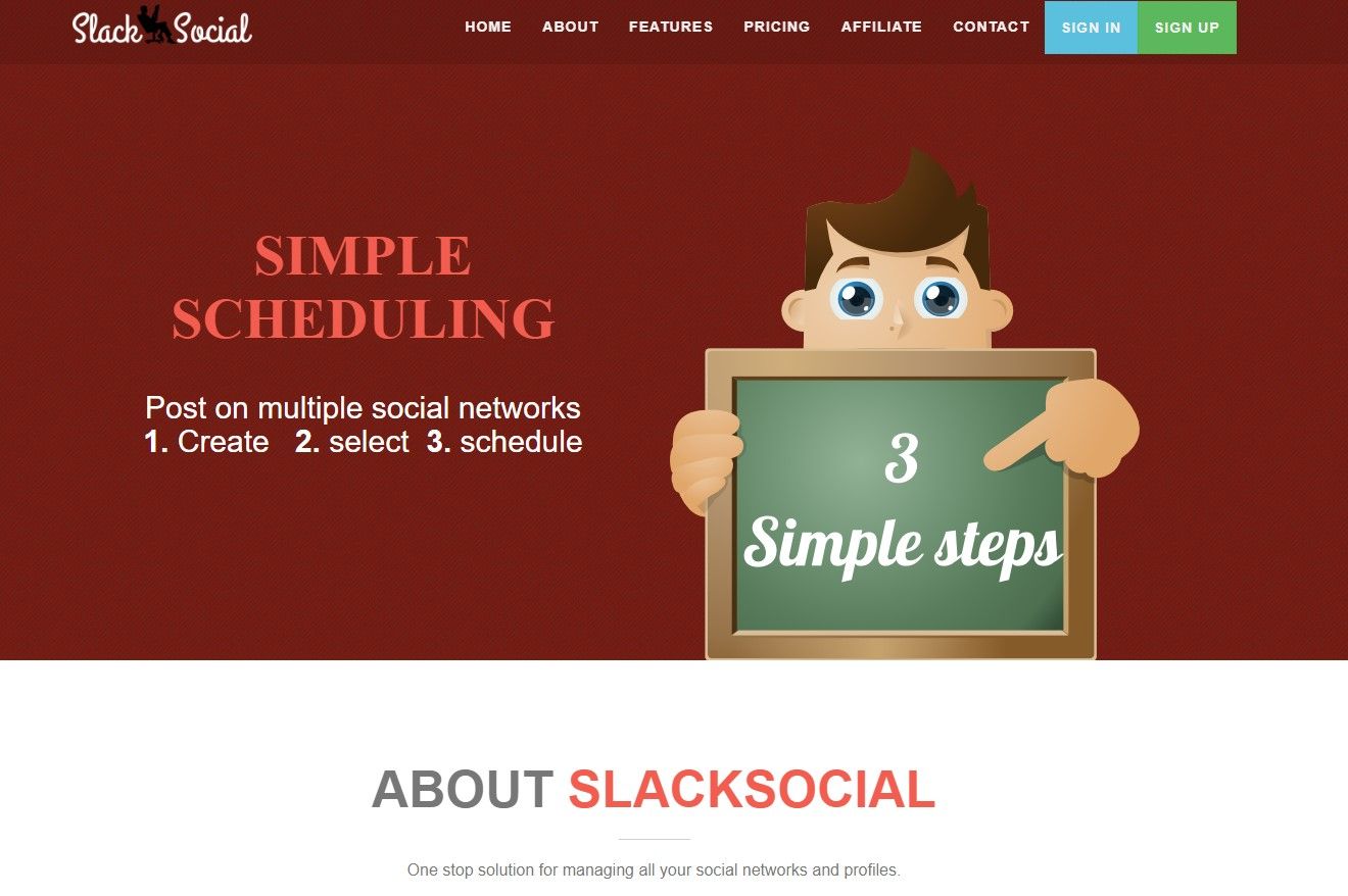 slack social homepage
