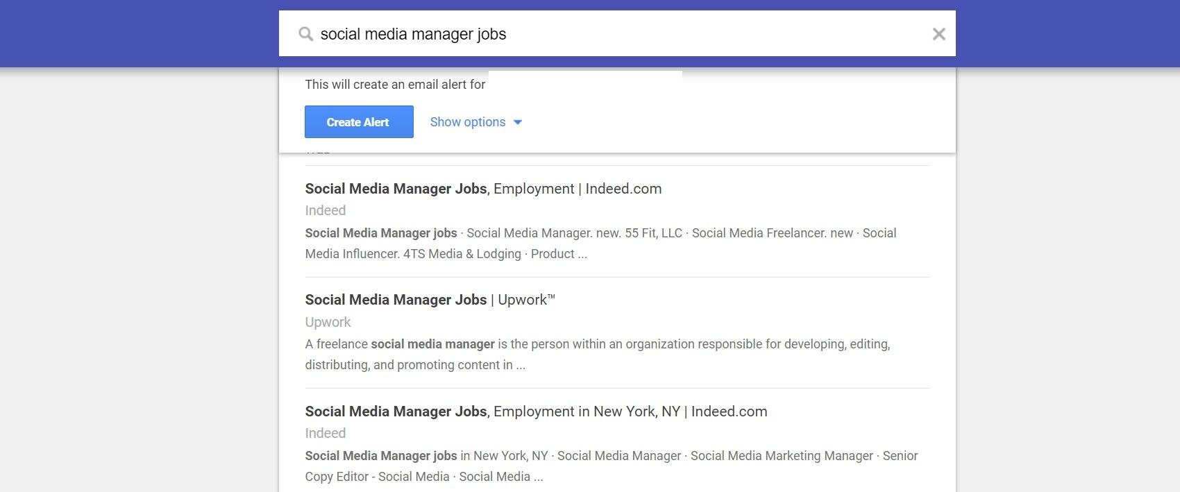 social media manager jobs on google alerts