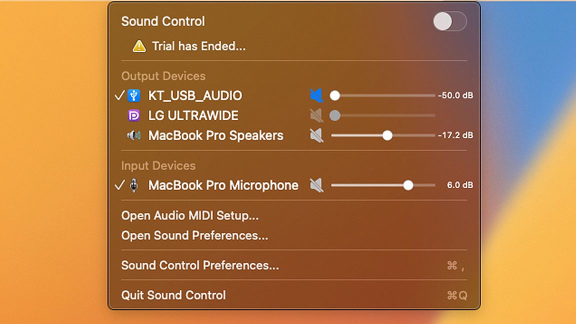 SoundControl runs on macOS