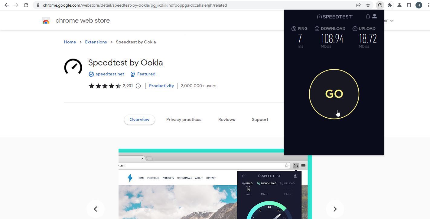 speedtest by ookla extension