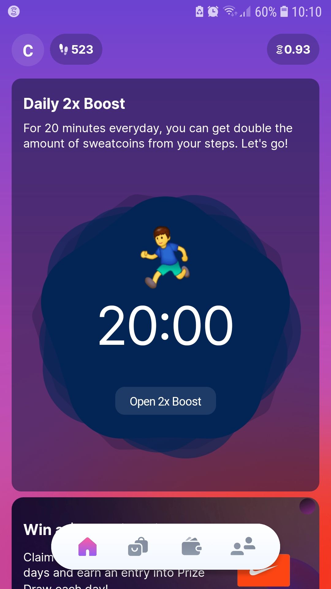 Sweatcoin boost step counter fitness app
