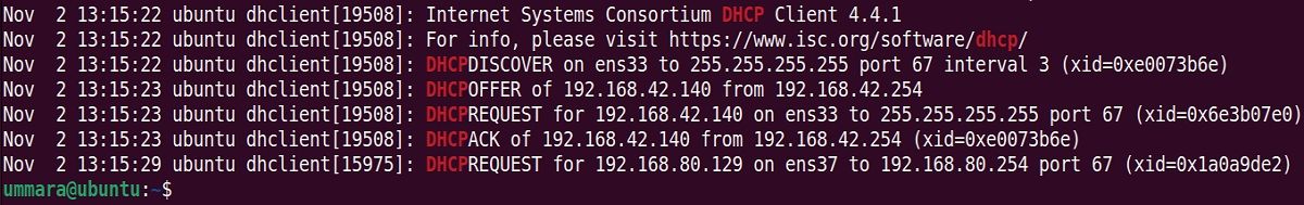 syslog DHCP Information