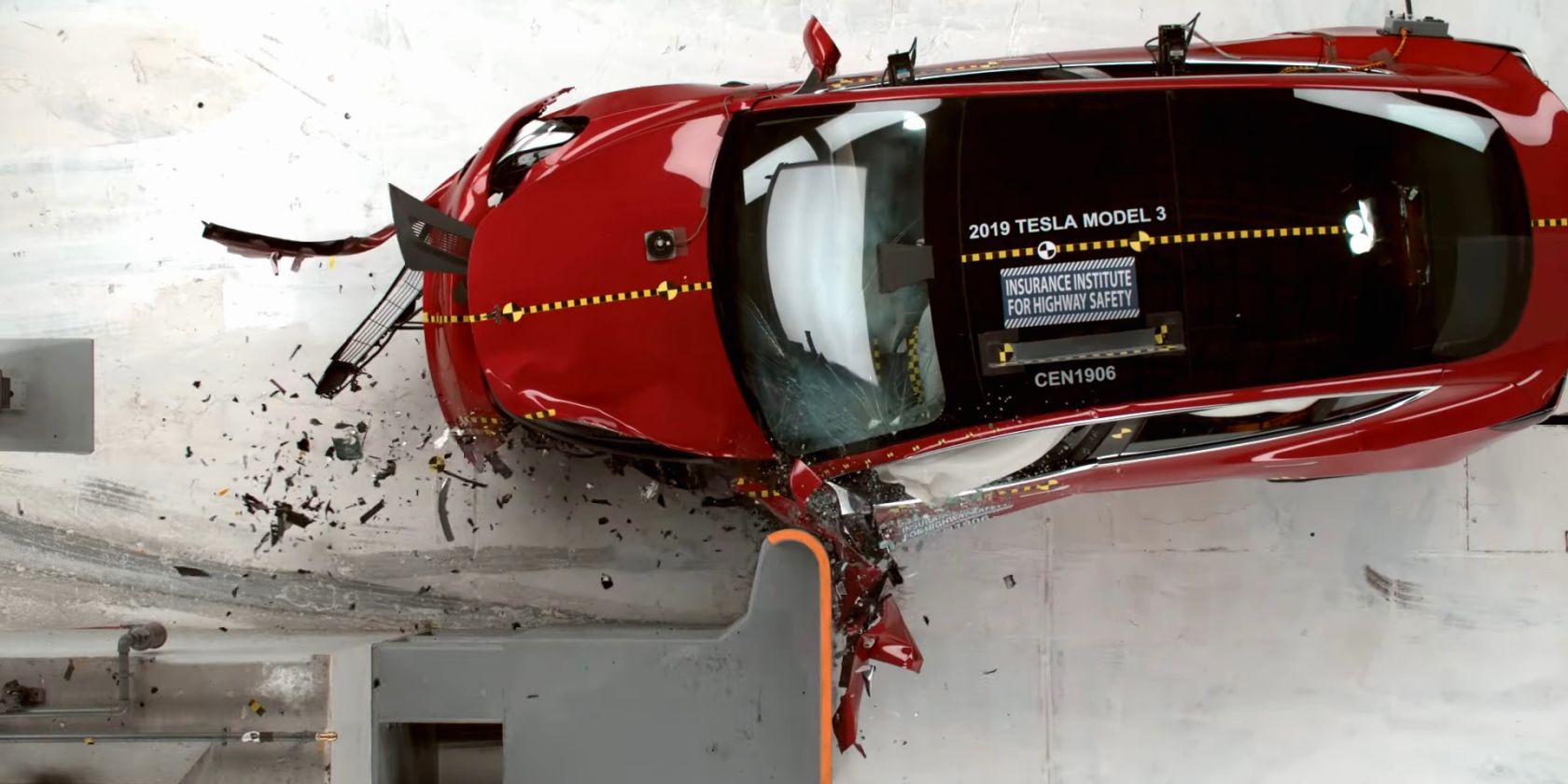 tesla model 3 insurance testing crash top down view feature