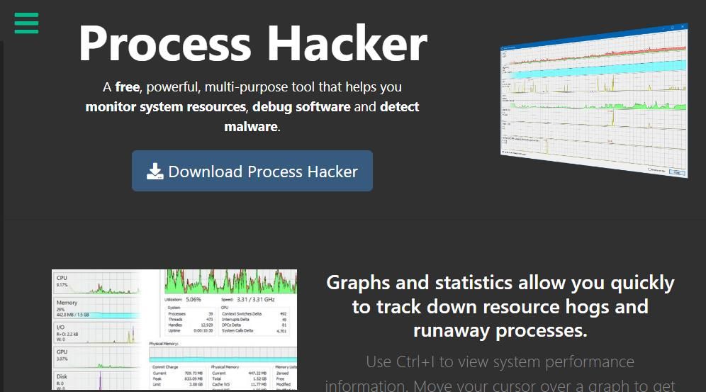 Il pulsante Download Process Hacker 
