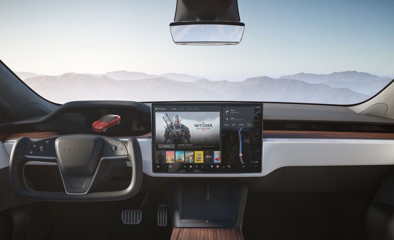 The Witcher 3 in a Tesla Model S