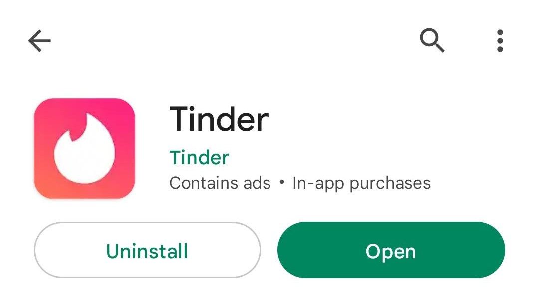 опция удаления Tinder Play Store