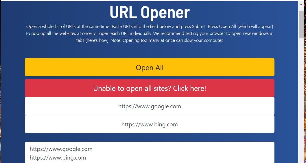 The URL Opener web app 