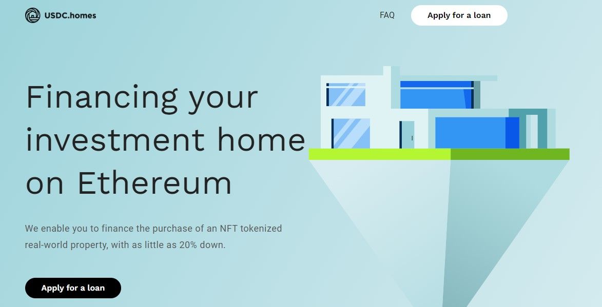 A screenshot of the USDC Homes platform