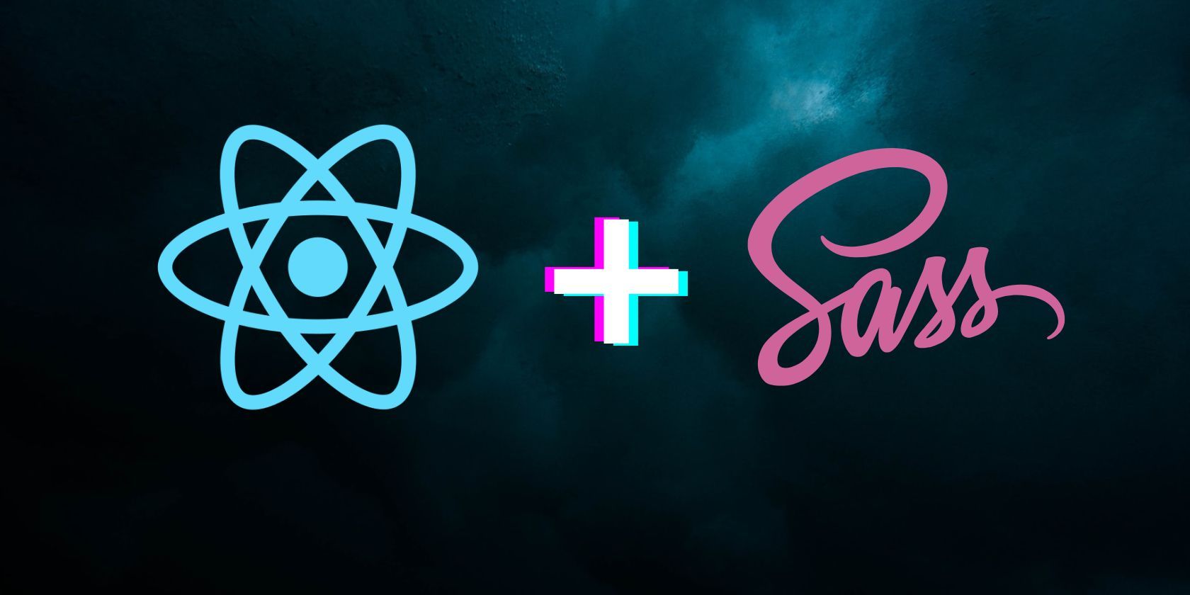 A logo of React.js and Sass