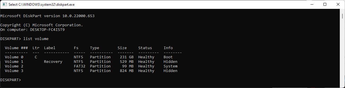 Windows Command Prompt Diskpart
