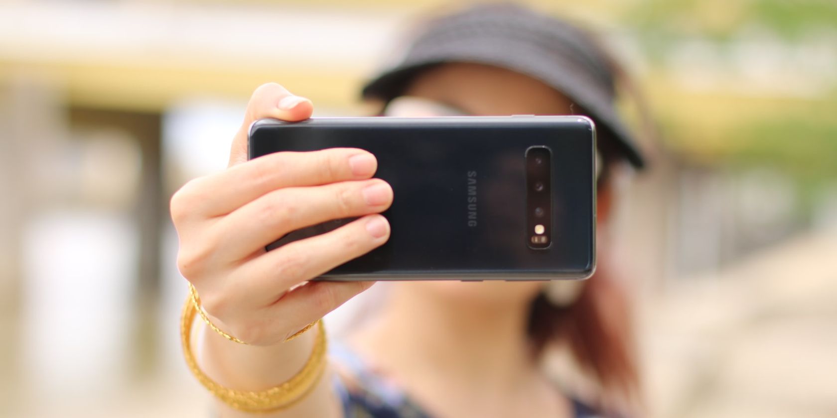 Woman Taking Selfie With Samsung Smartphone