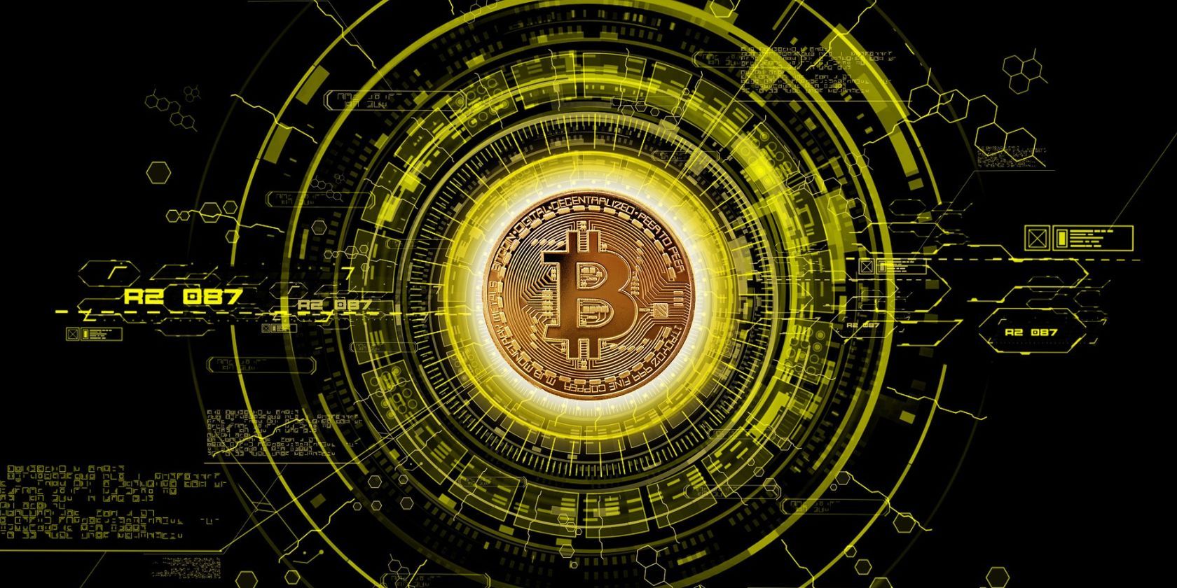 yellow bitcoin digital graphic
