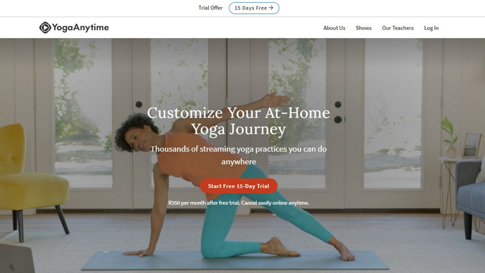 site Web de cours de yoga en ligne à tout moment