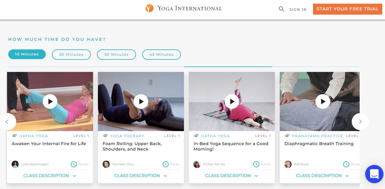 site web international de cours de yoga en ligne