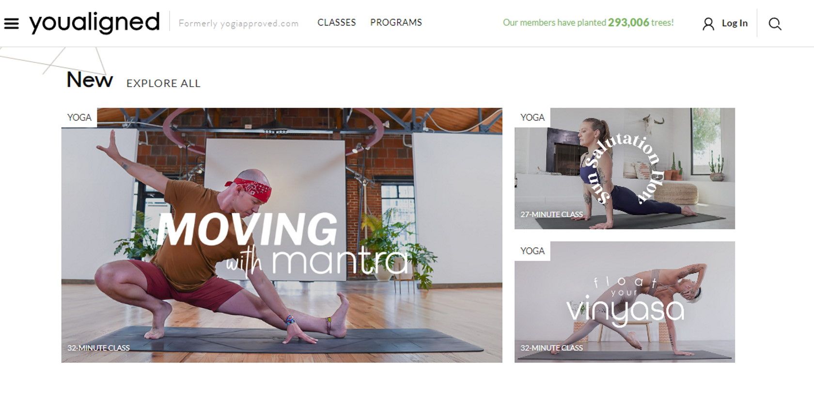 site Web de cours de yoga en ligne youaligned yoga