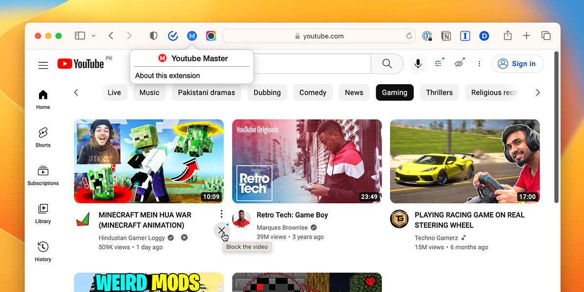 Master for YouTube extension Safari