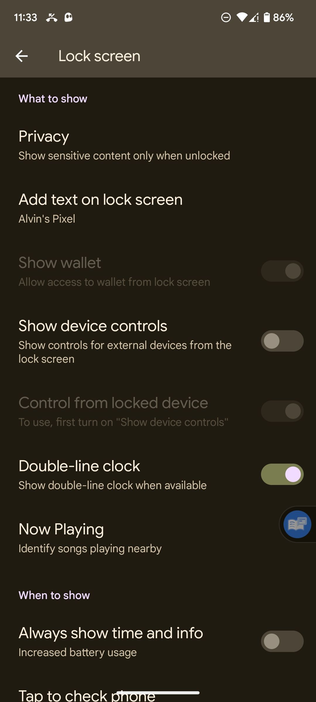 Options to control external devices from locked state in Android 13