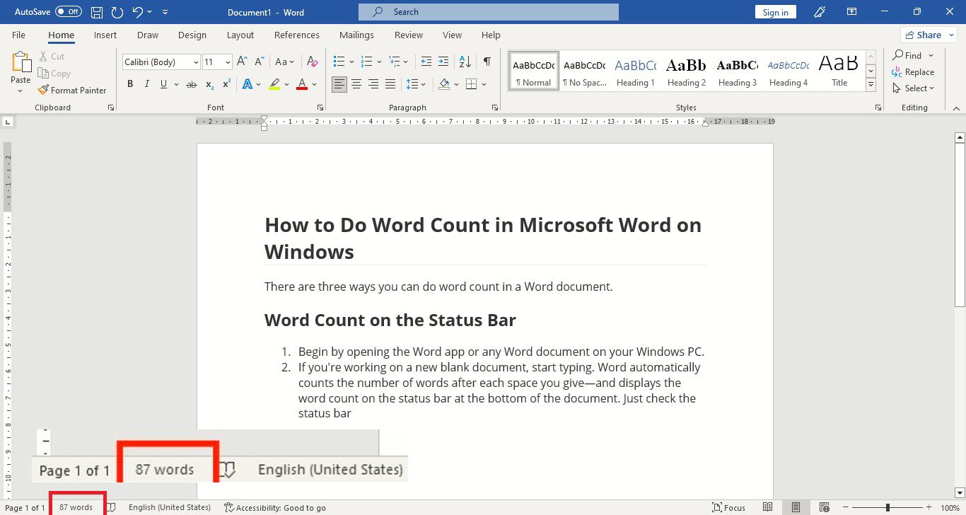 Microsoft Word で文字数をカウントする方法