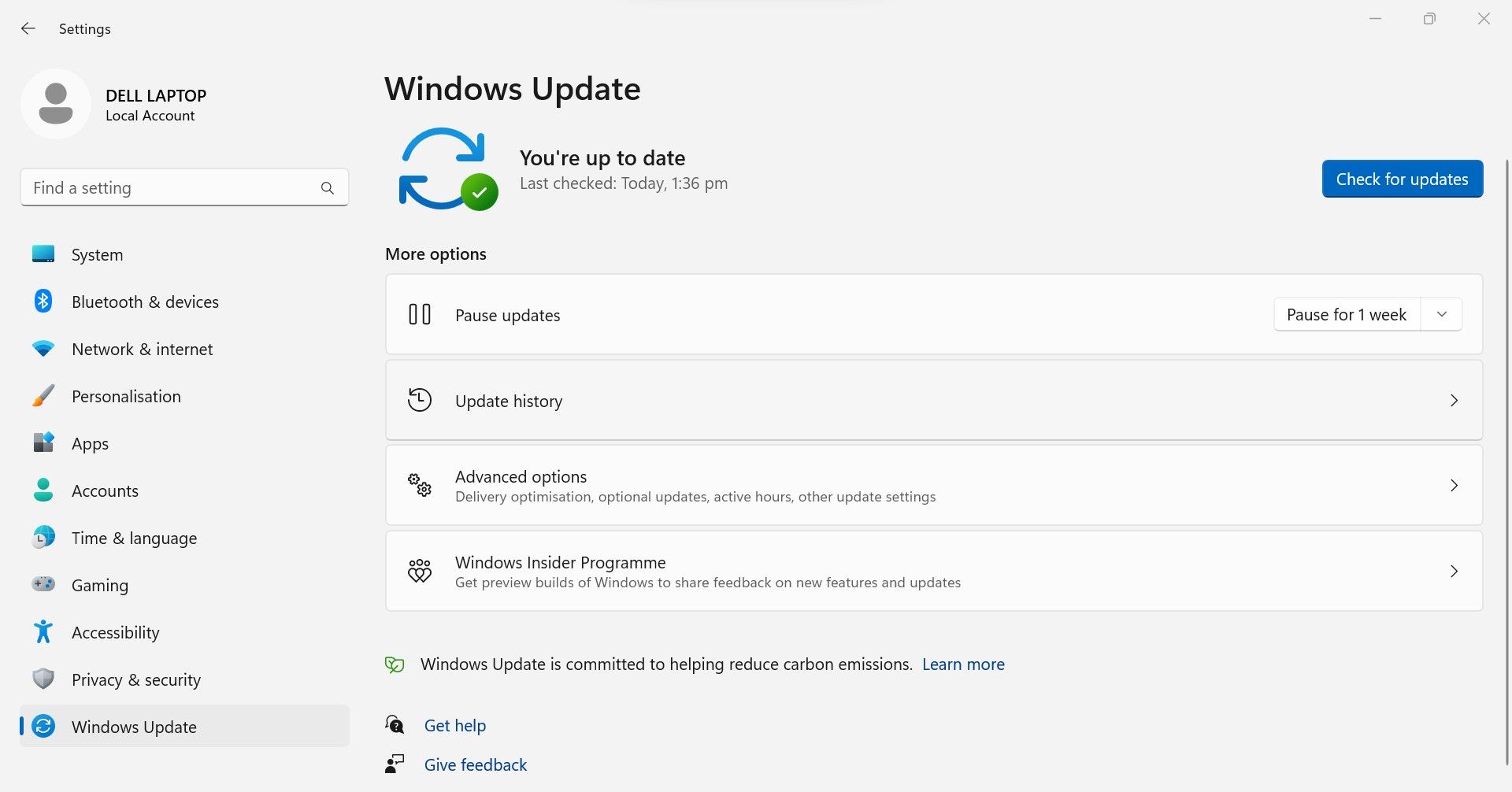 با کلیک بر روی Update History در تب Windows Update برنامه تنظیمات ویندوز