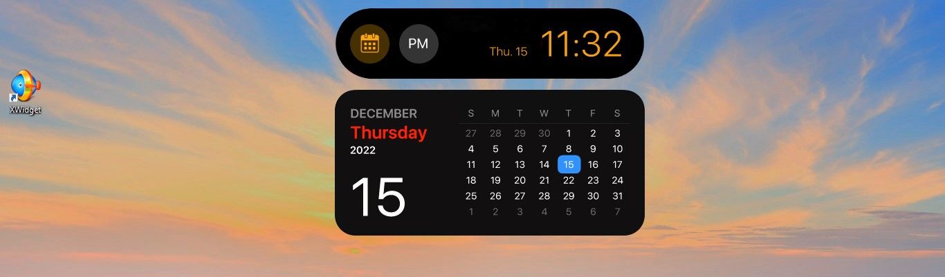 Isla dinámica con fecha, hora y calendario