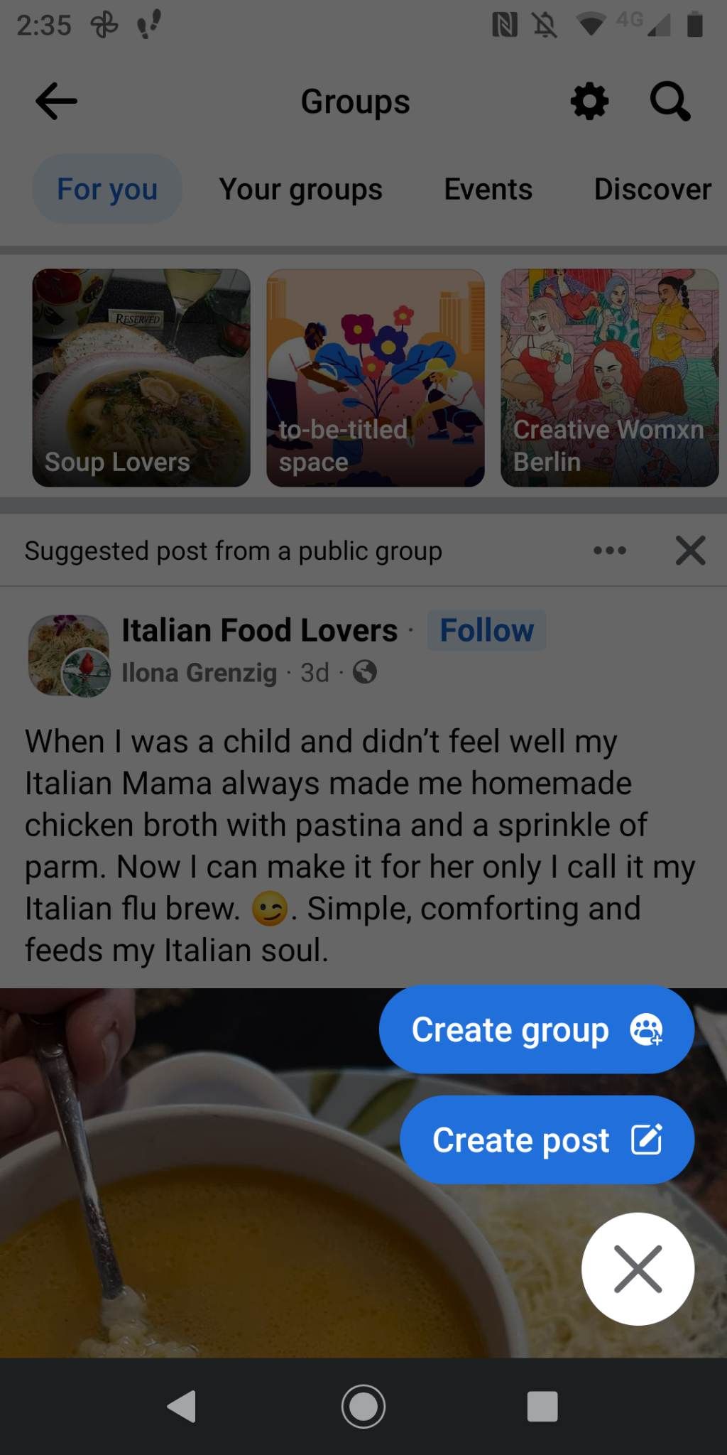Facebook app add group page