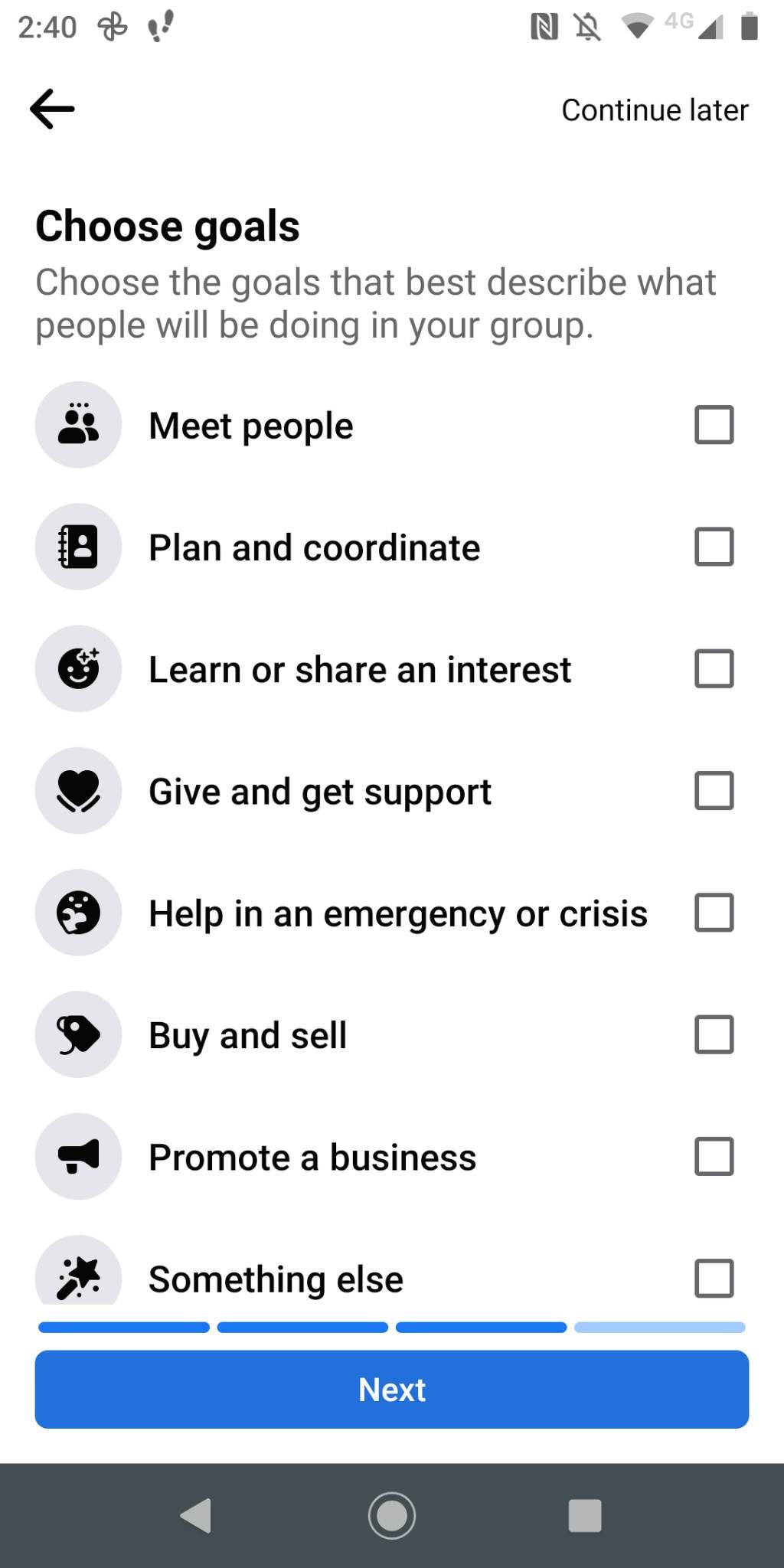 Choose group options when creating a group on Facebook