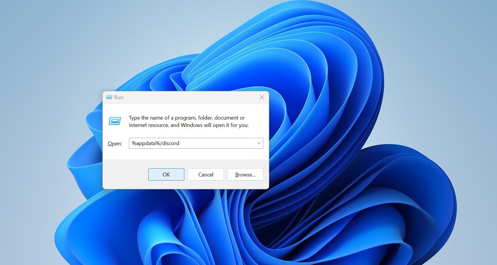 Opening the DIscord AppData Folder Using the Windows Run Application