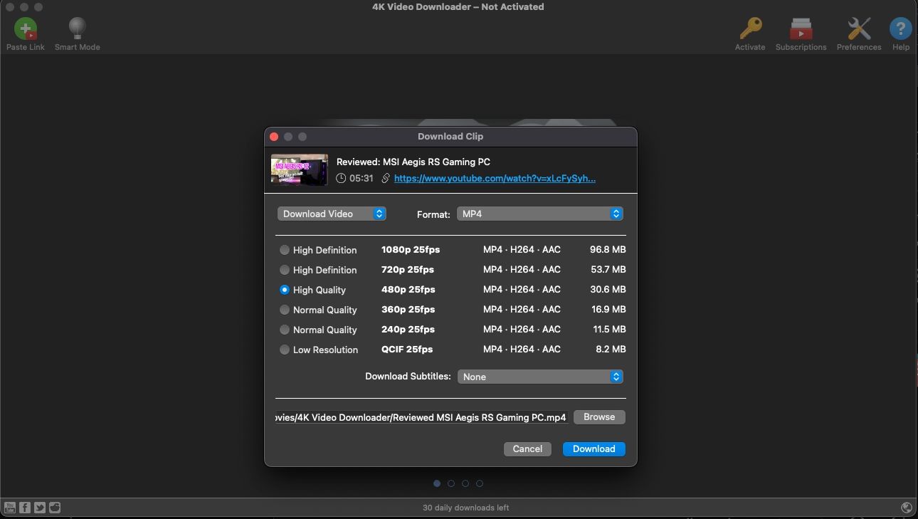 Télécharger une vidéo YouTube sur Mac à l'aide de 4K Video Downloader