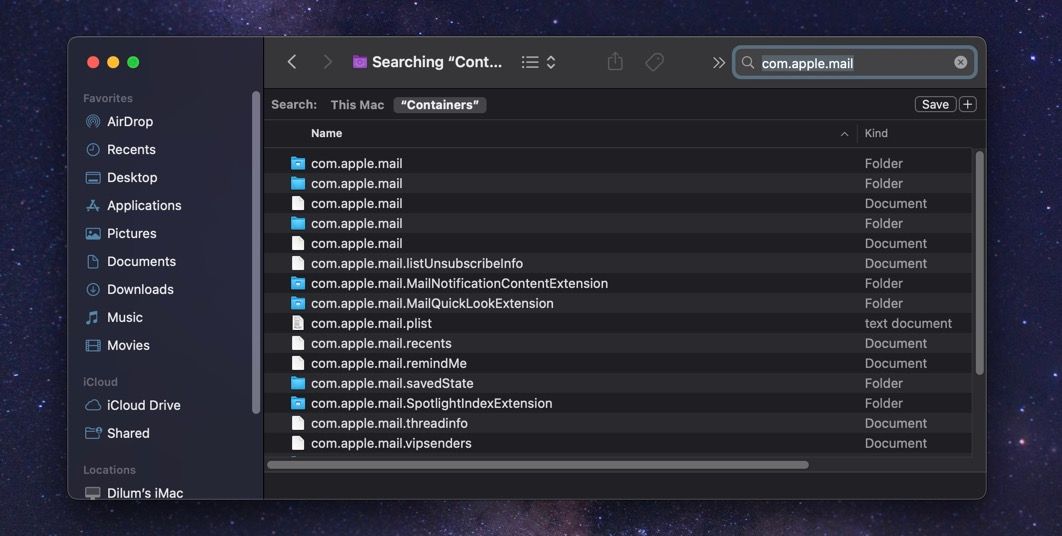Deleting leftover items related to Mail for Mac.