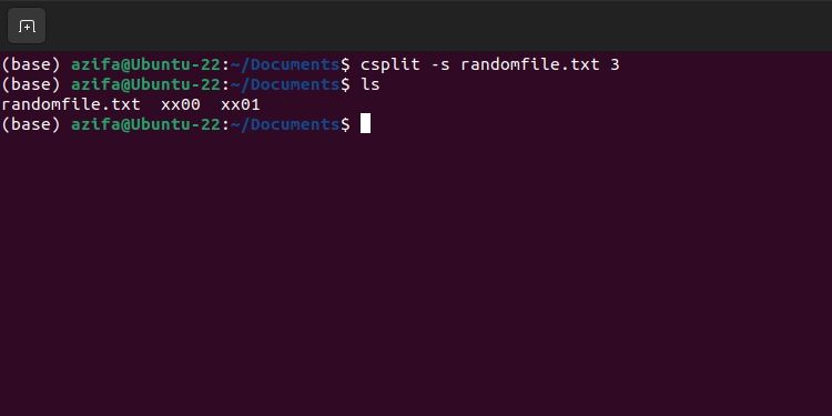 csplit command is being used with s flag
