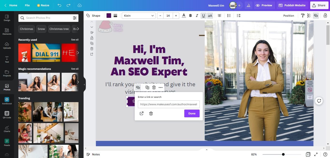 adding a link to a canva webpage