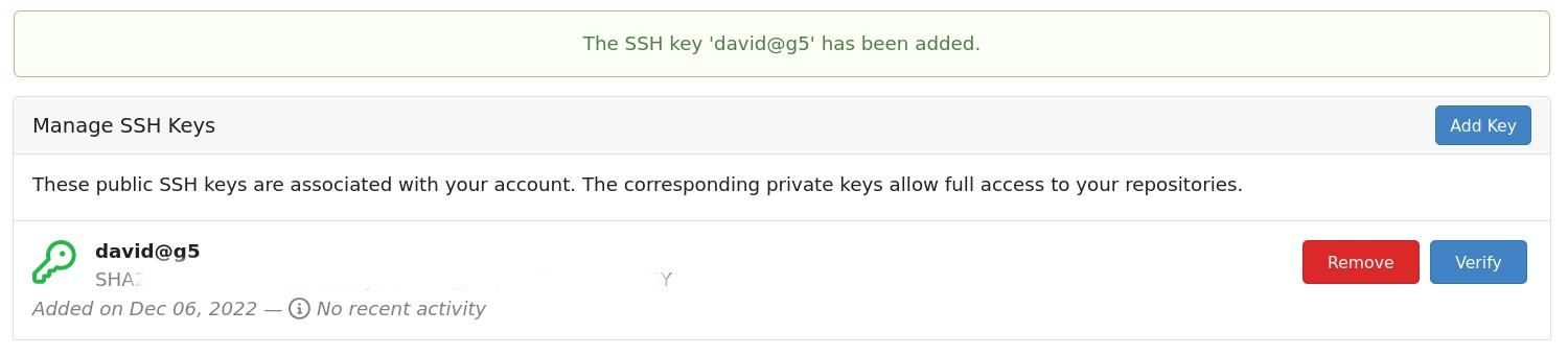 add ssh key to gitea