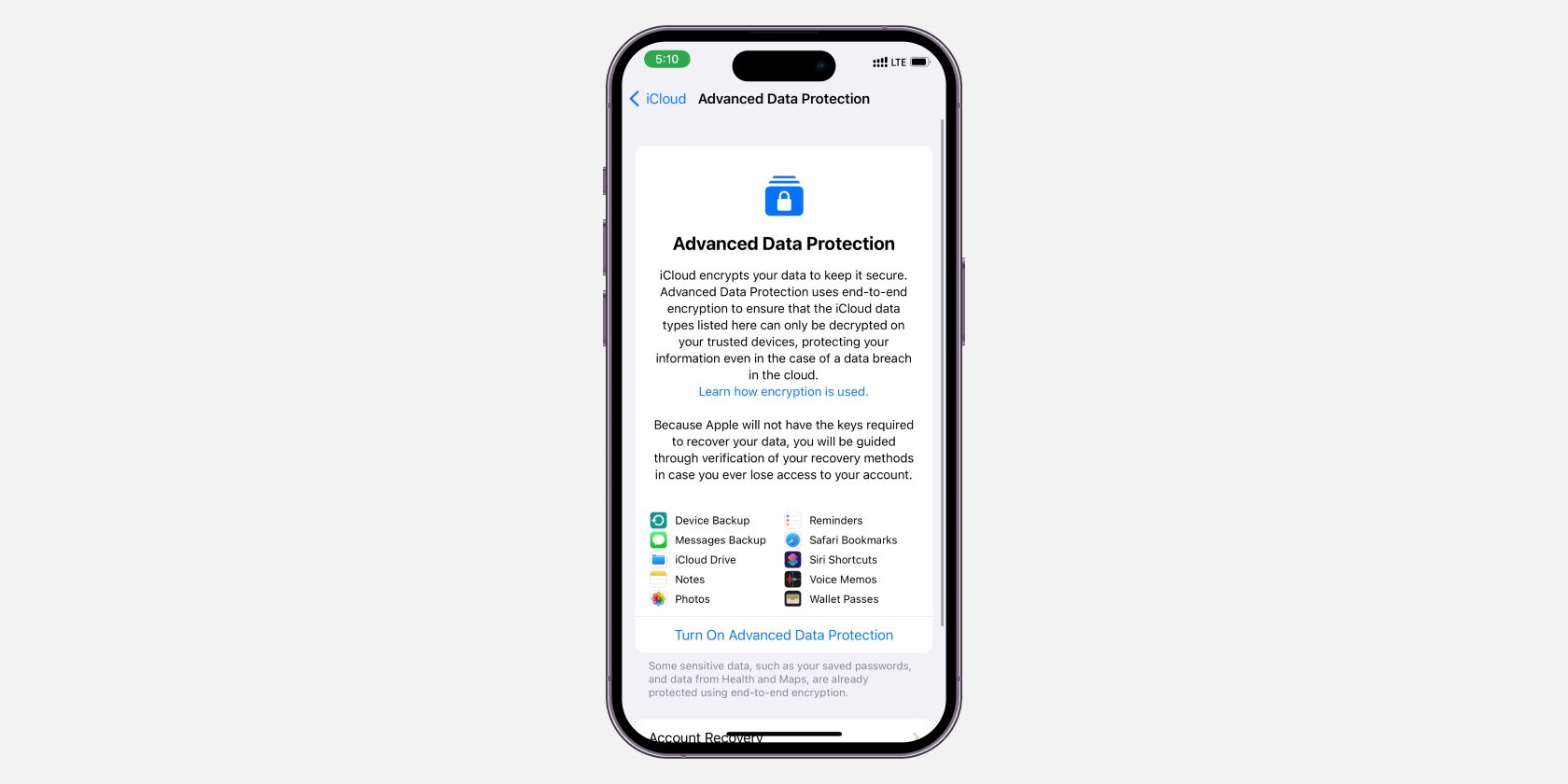 Advanced Data Protection on iPhone 14 Pro