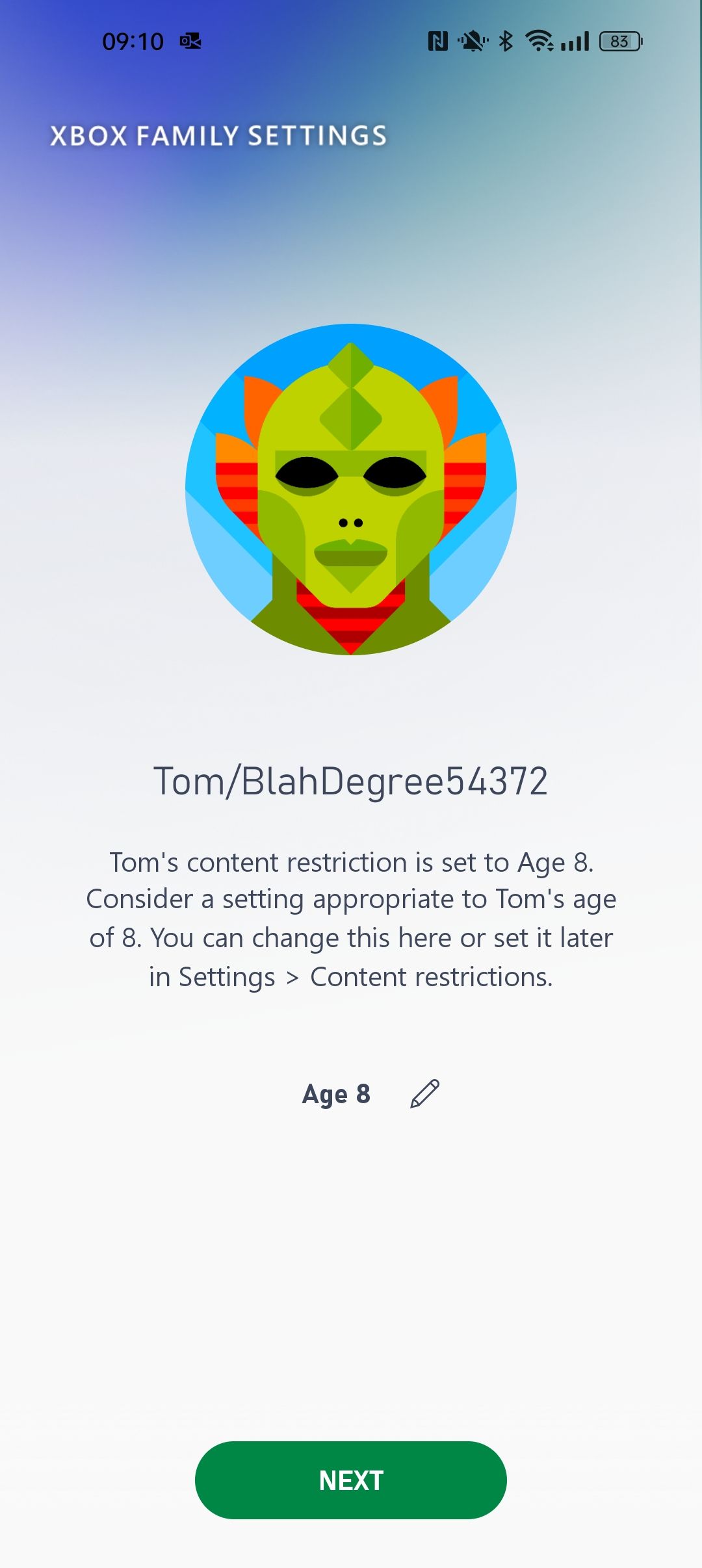 A screenshot of the process of setting up a family member in the Xbox Family Settings app with Age highlighted