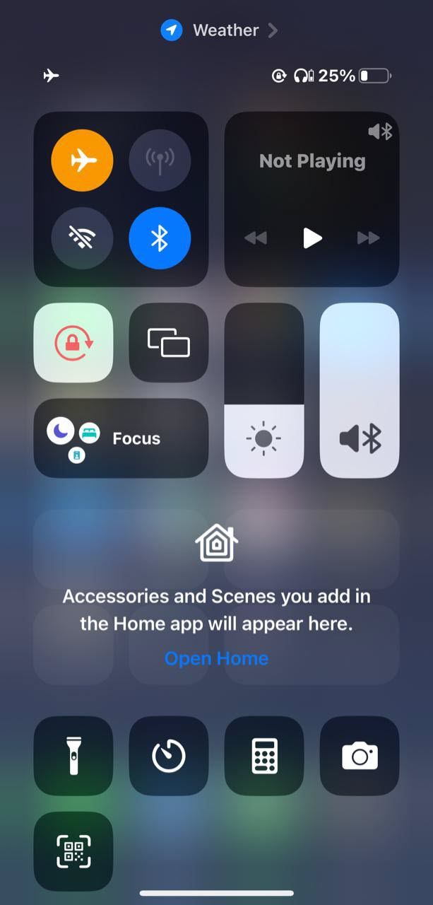how to activate airplane mode control center