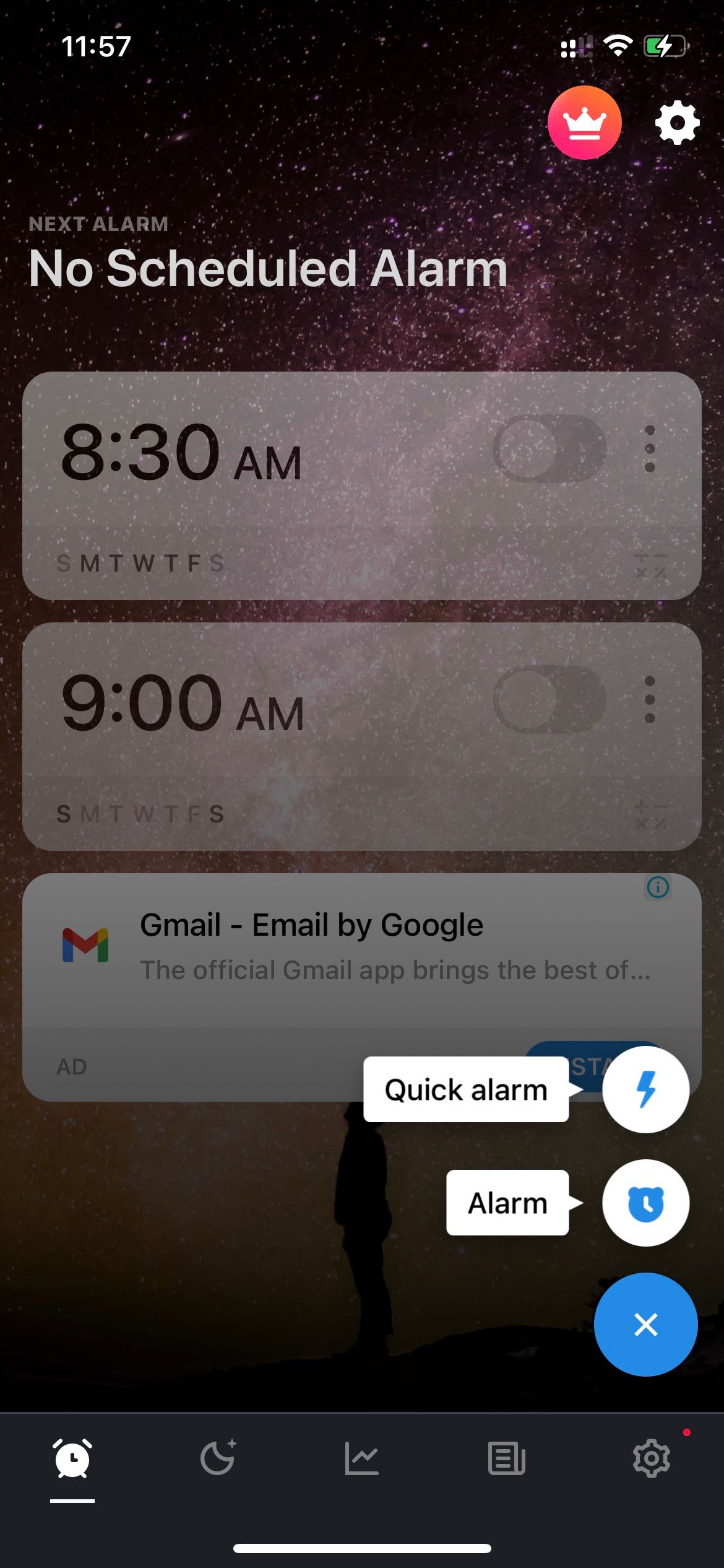 Add new alarm in Alarmy app