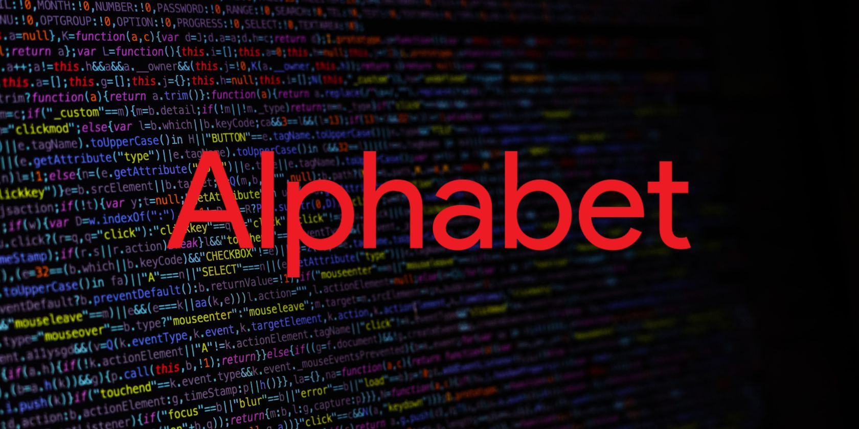 Alphabet logo in front of computer code